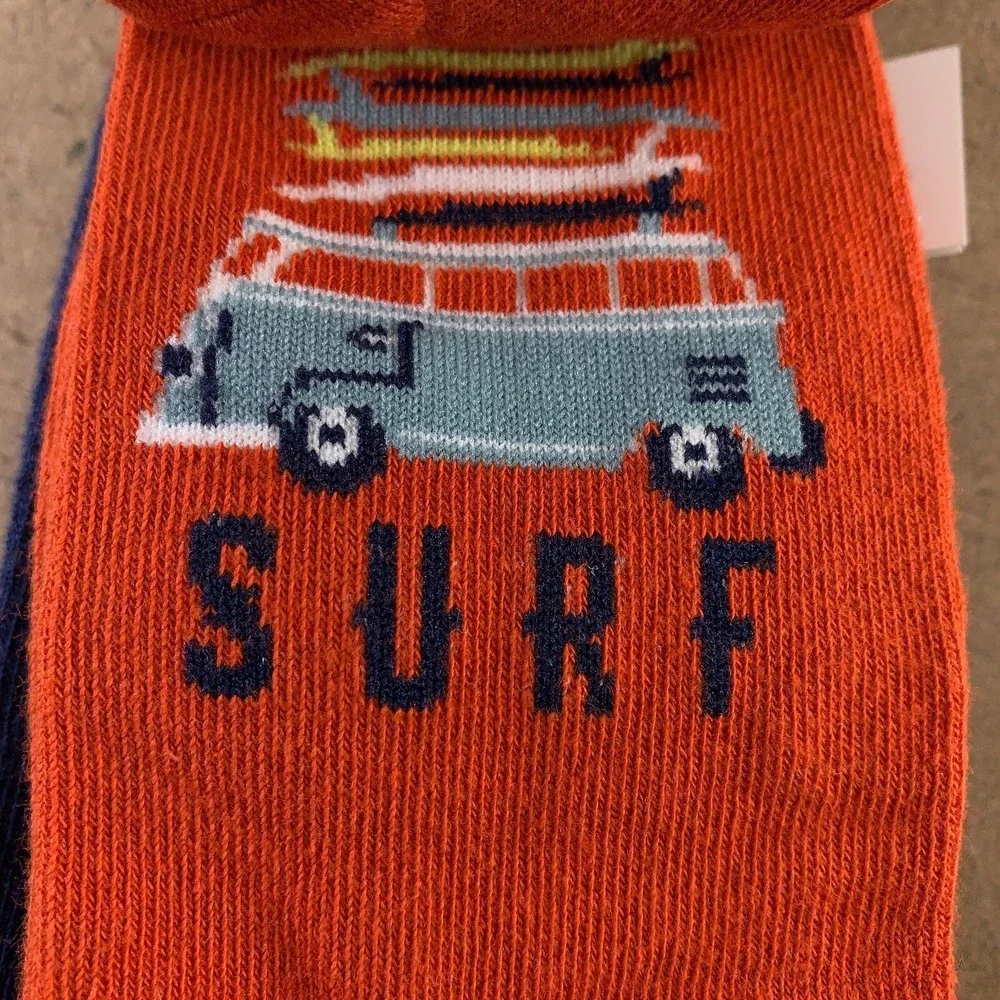 Gap Kids Boys Large Shoe Size 3-4 Navy Copper Surf Print 3 Pairs Crew Socks NWT